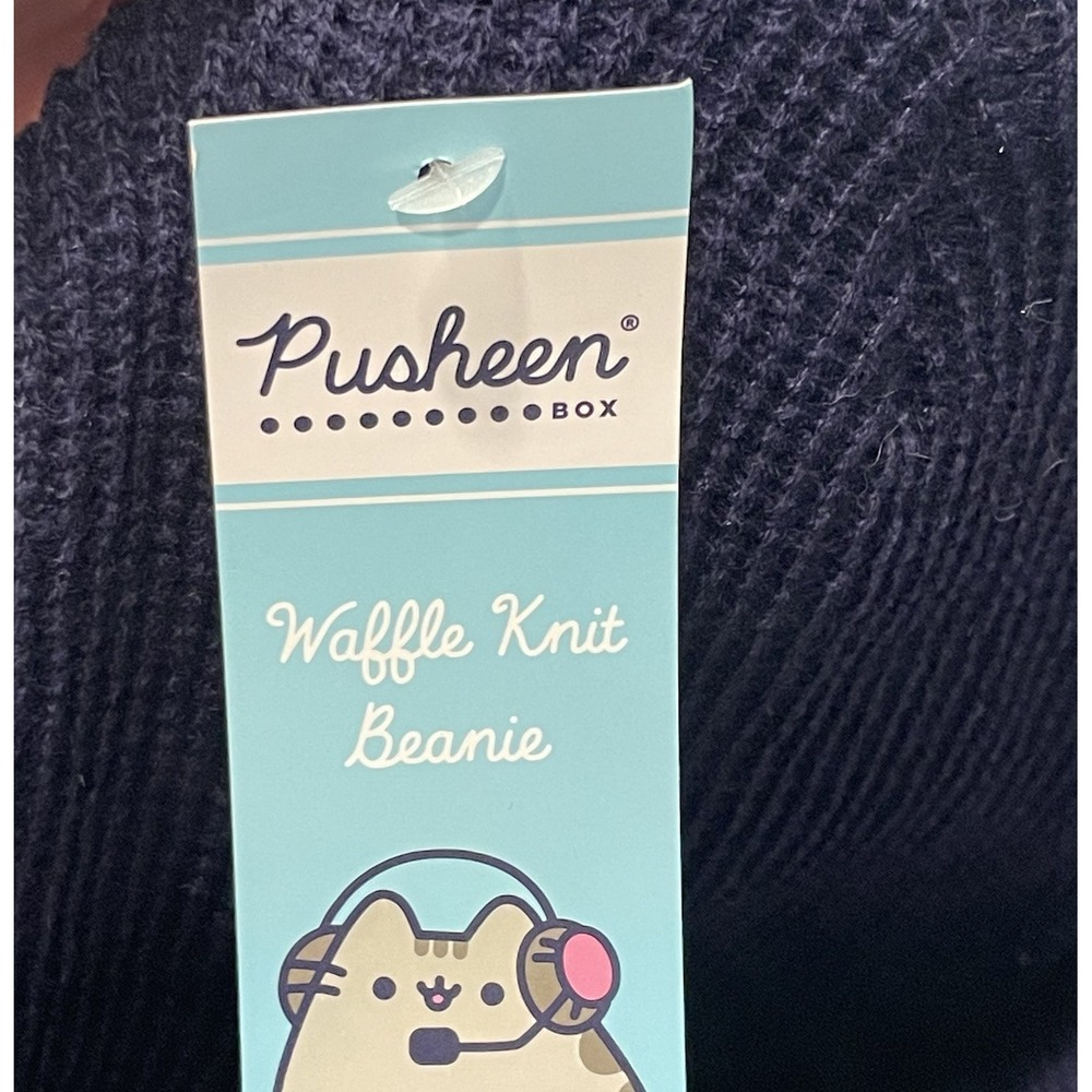 Pusheen Waffle Knit Beanie Hat‎ Navy Blue Gamer Pusheen I'm Busy Winter Box - Picture 3 of 4
